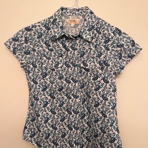 Shyanne Blue and White Paisley Blouse